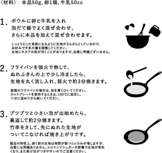 1.研ぐ　2.入れる　3.炊く