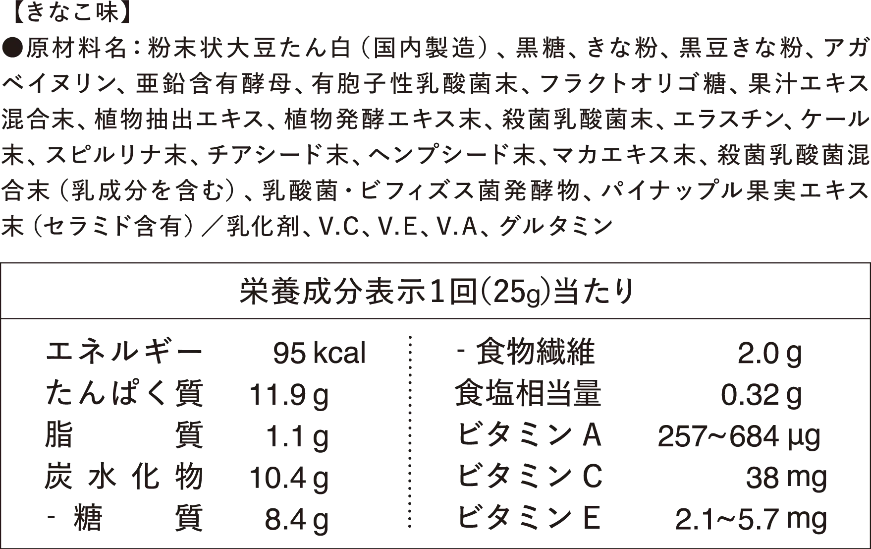 原材料・成分【きなこ味】