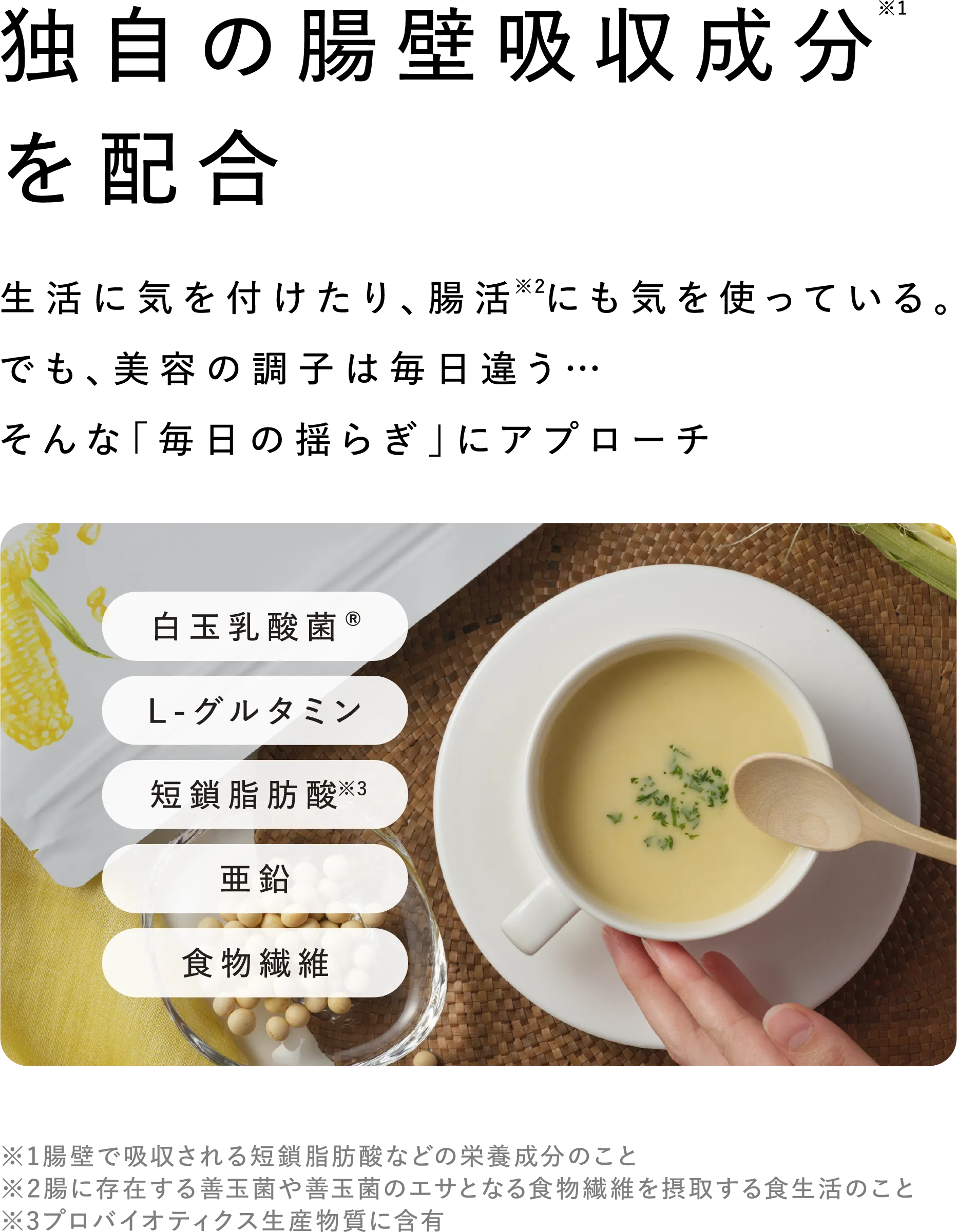 独自の腸壁吸収成分を配合